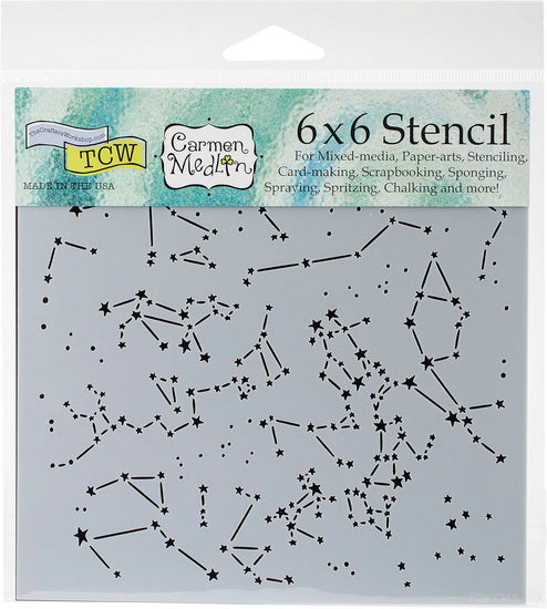 Pochoir technique mixte 6x6 po - Constellations