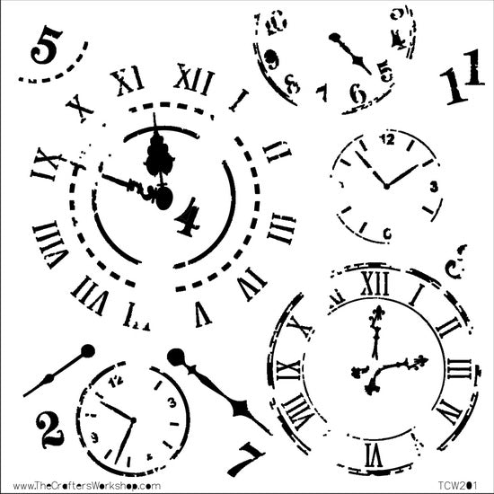 Pochoir  voyage dans le temps- 6x6po