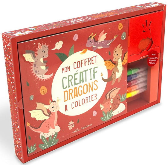 Mon coffret créatif dragons à colorier Cof.