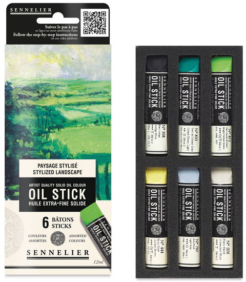 Ensemble 6 mini batons d'huile - Paysage stylisé
