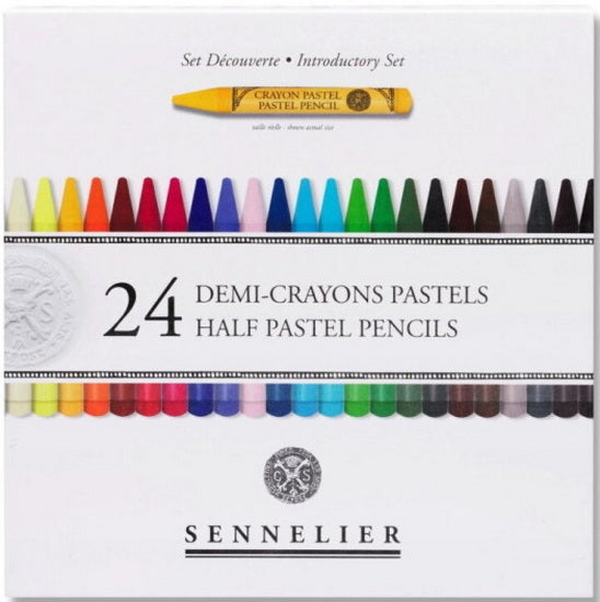 Set of 24 assorted half pastel pencils