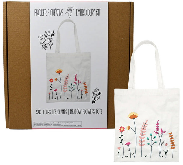 Ens. broderie tote bag fleurs des prés