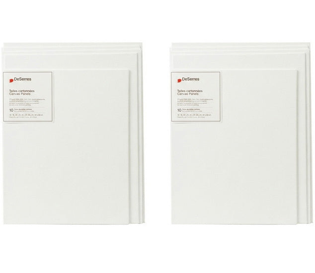 Ens. 10 toiles cartonnées blanches tailles variées (5x7 8x10,9x12,11x14,12x16po)