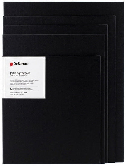 Ens. 6 toiles cartonnées noires tailles variées (8x10,9x12,12x16po)