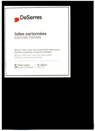 Ens.5 toiles cartonnées noires 5x7po
