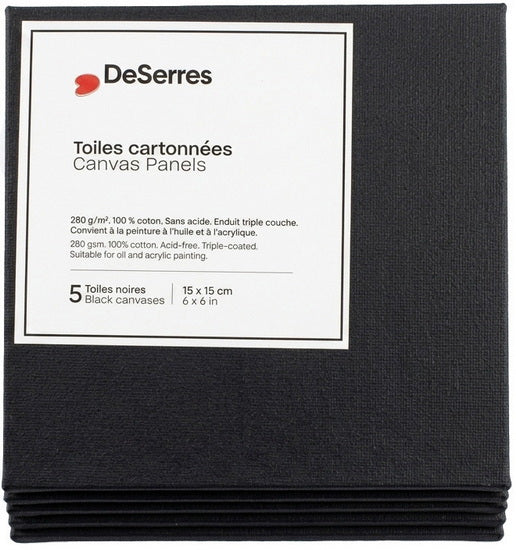 Ens.5 toiles cartonnées noires 6x6po