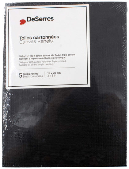 Black Canvas Board 6x8in - 5pcs