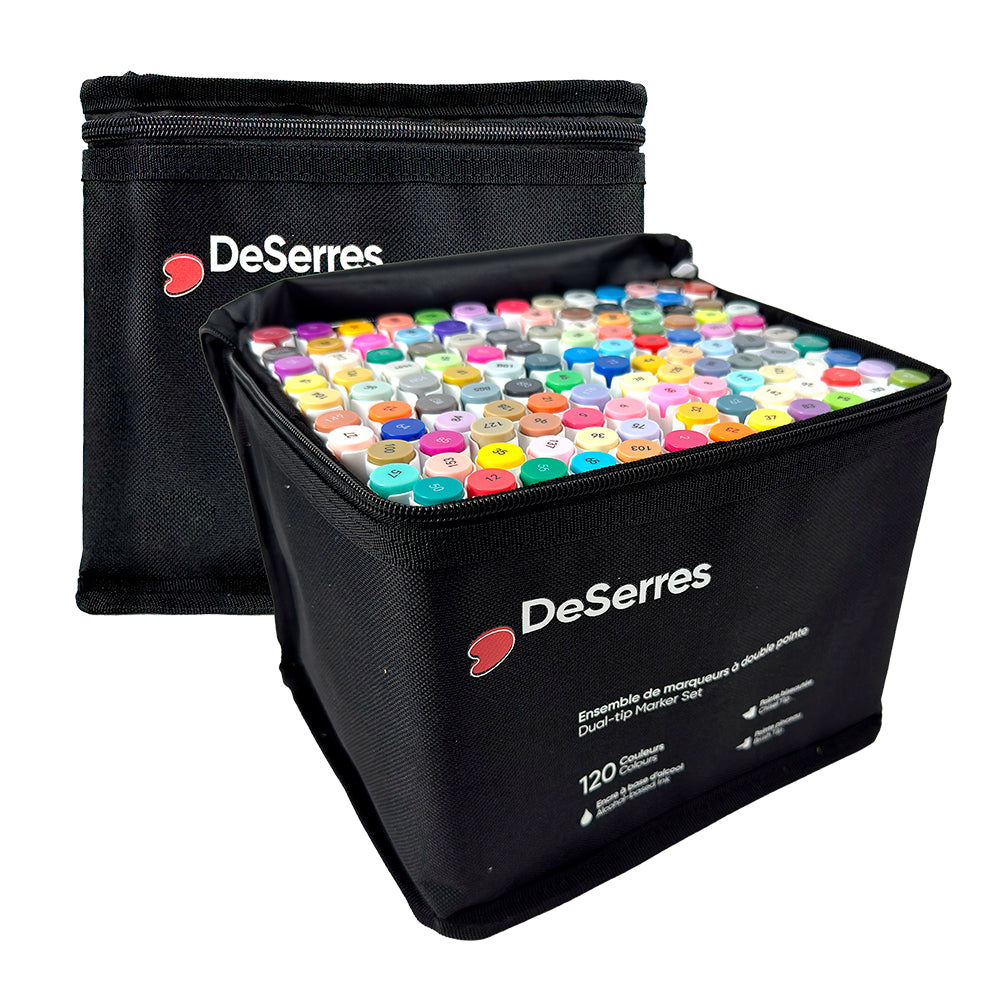 Ens. 120 marqueurs à alcool double pointe
