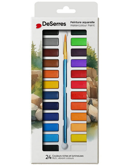 Ens. aquarelle - 24 demi-godets