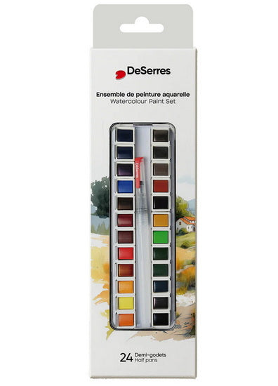 Ens. aquarelle - 24 demi-godets en bloc