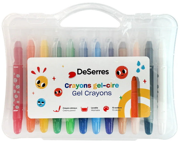 Set of 12 Wax Gel Crayons For Kids