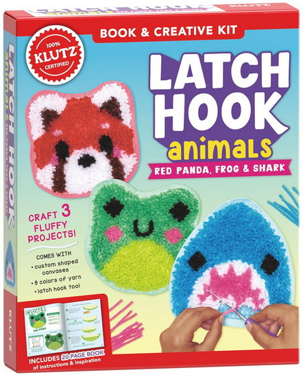 Latch Hook Animals: Red Panda, Frog & Shark