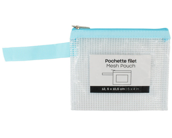 Mesh Zipper Pouch Envelope - Blue