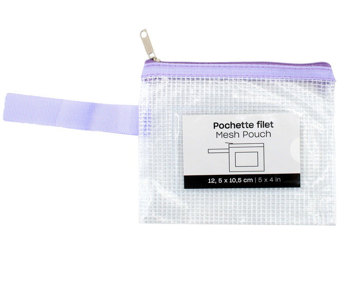 Mesh Zipper Pouch Envelope  - Purple