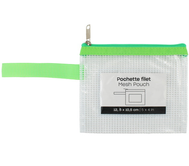 Mesh Zipper Pouch Envelope  - Green