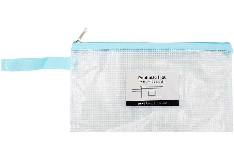 Mesh Zipper Pouch Letter - Blue