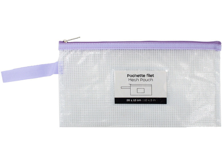 Mesh Zipper Pouch Letter - Purple