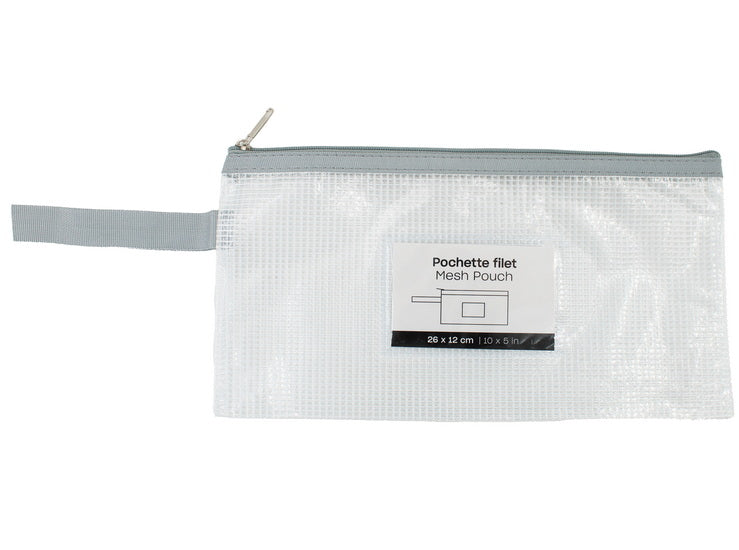 Mesh Zipper Pouch Letter - Grey
