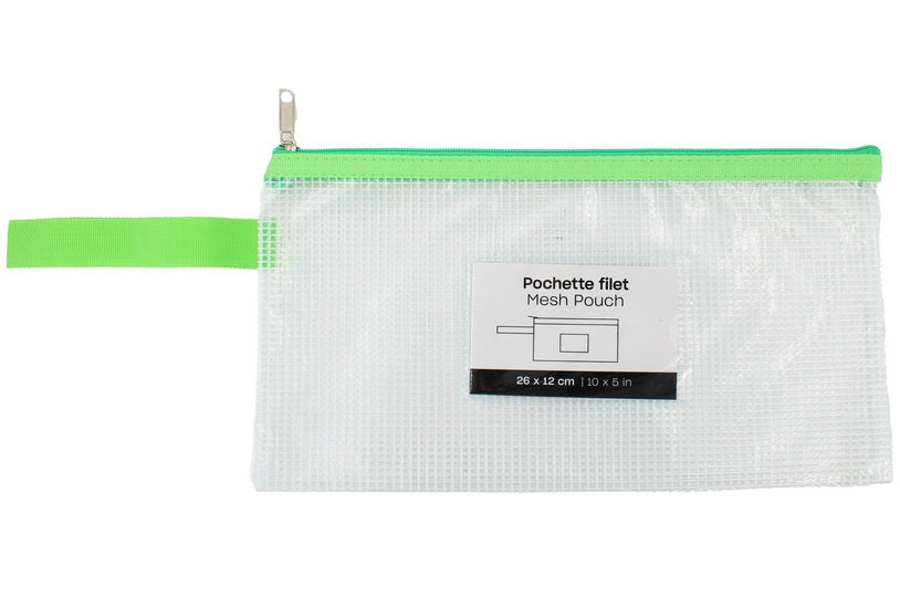 Mesh Zipper Pouch Letter - Green