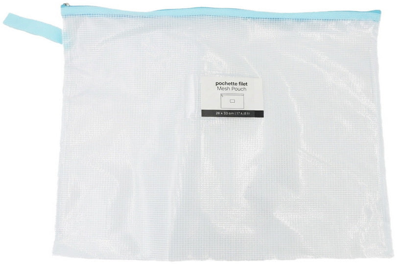 Mesh Zipper Pouch 11x17in - Blue