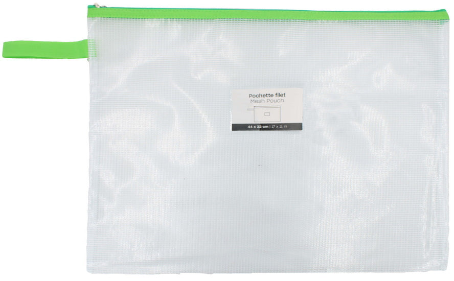 Mesh Zipper Pouch 11x17in - Green