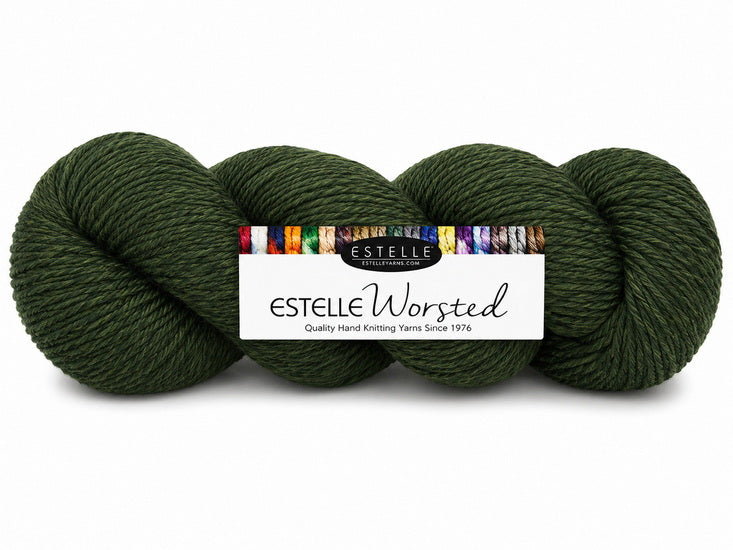 Fil worsted 40% laine #4 100g vert forêt chiné