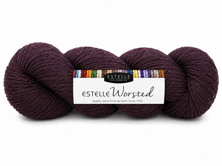 Yarn worsted 40% wool #4 100g aubergine heather