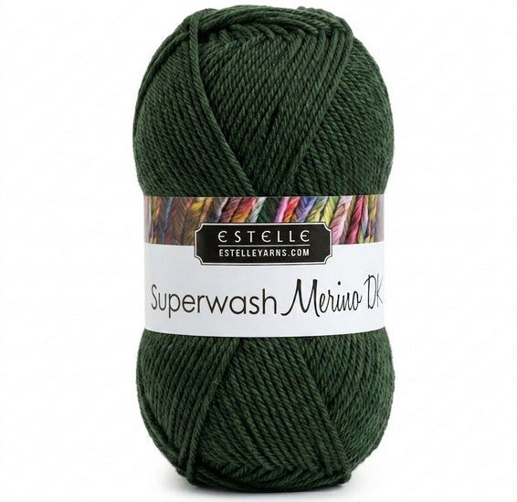 Fil superwash merino #3 50g vert forêt chiné