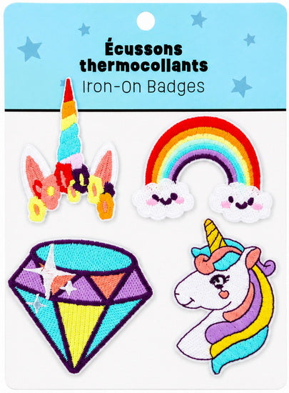 Ens. 4 Écussons Thermocollants Licorne