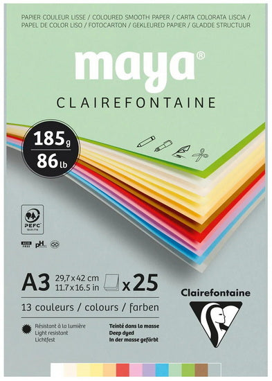 Maya Cardboards Assorted Pastel Colors 185g A3 (25)