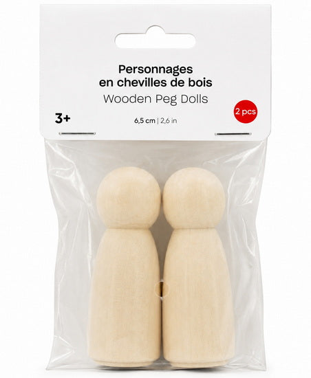 Ens.2 Poupées bois 6.5cm