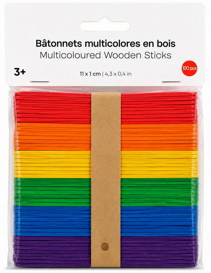 Wood Stick Multicolored 11x1cm 100pcs