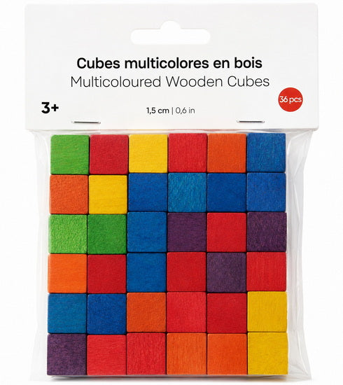 Set of Wood Cubes Multicolored -  1.5cm