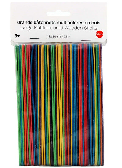 Ens.50 Bâtonnets jumbo Multicolores 15x2cm