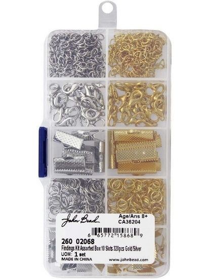 Ens. d'accessoires pour bijoux doré et argenté 320pcs