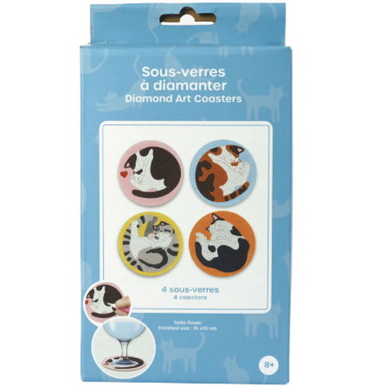 Ens. 4 sous-verres à diamanter chats