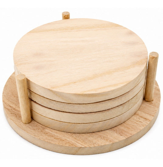 Ens. Sous-verres et base en bois