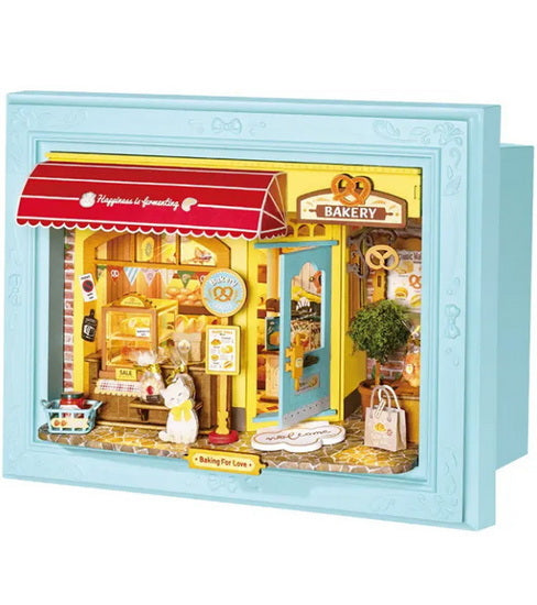 Shadow box fluffy cat bakery