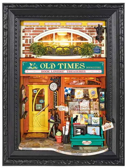 Shadow box old time bookstore