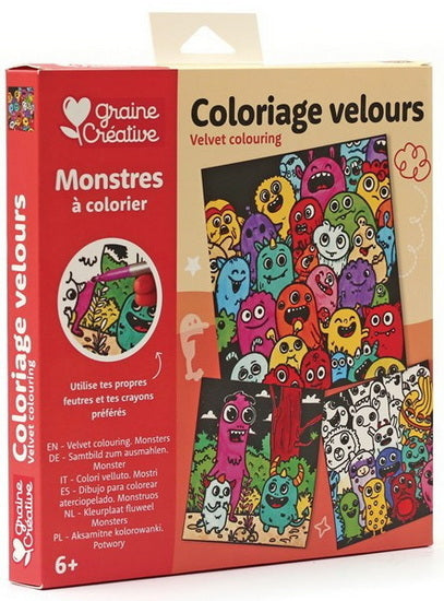 3 cartes coloriages velours Monstres