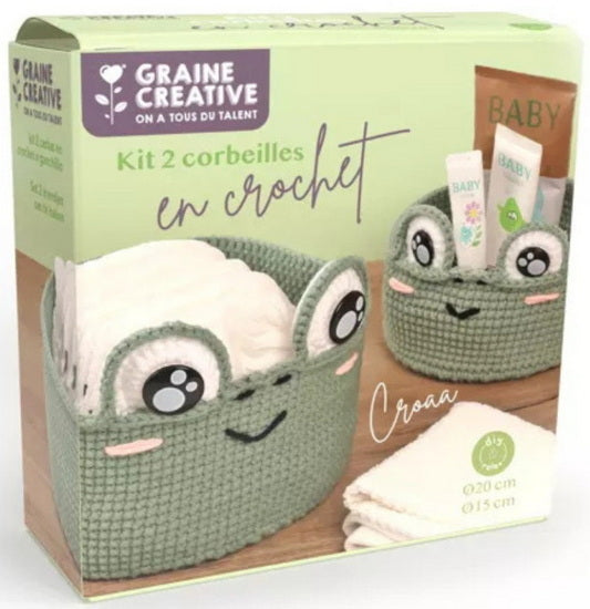 Ens. crochet 2 corbeilles grenouille