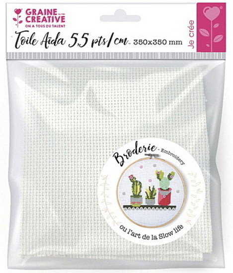 Toile Aida blanc - 350x350mm
