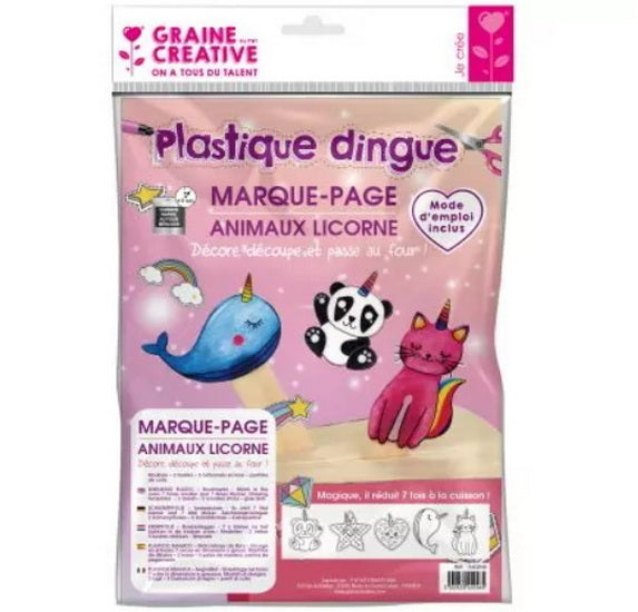 Shrinking Plastic 5 Animals Unicorn Bookmarks