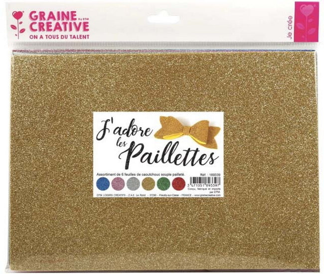 Set of 6 Glitter Soft Rubber Sheets