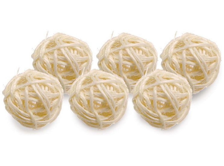 Ens. 6 boules sisal blanche