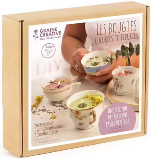 Ens. fabrication bougie fleuries et colorées