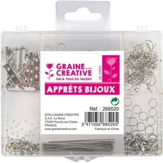 Ens. d'accessoires pour bijoux argenté 407pcs
