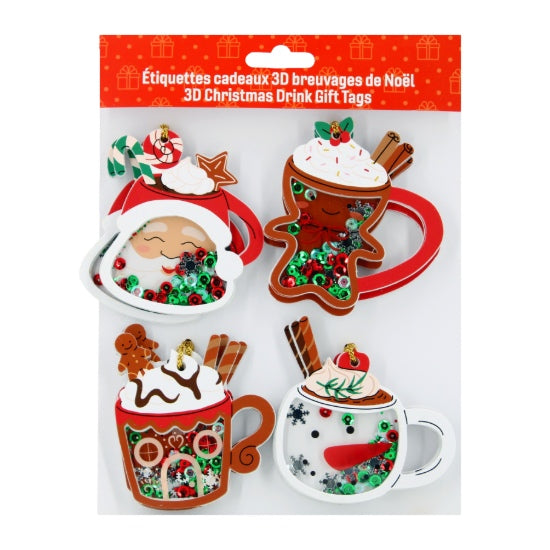 3D Gift Tags Christmas Drinks