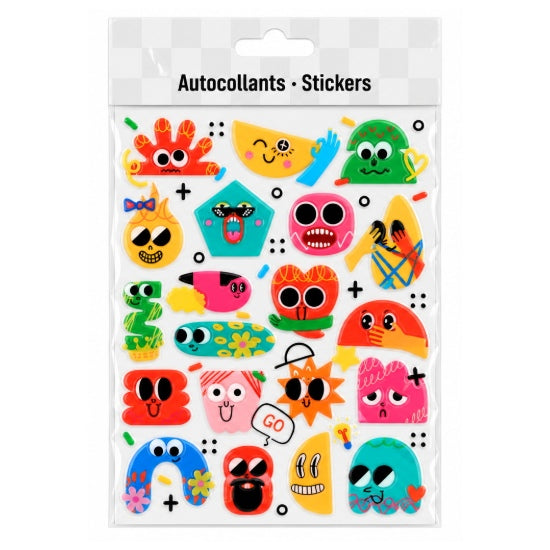 Autocollants visages amusants colorés