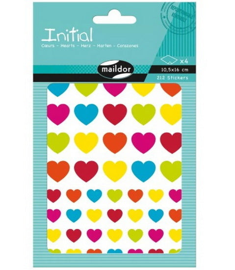 Initial Stickers : Multicolored Hearts